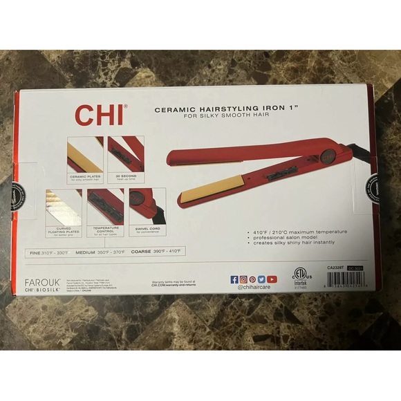 ORIGINAL CHI 1” Ceramic Hairstyling Iron - Ruby Red For Silky Smooth Hair. - Picture 2 of 4